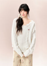 Knit sweater female off-shoulder sweater